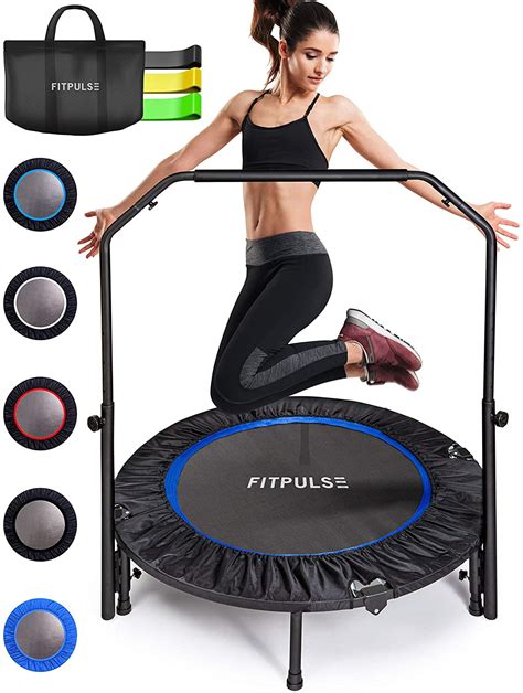 CLORIS 38in40in Folding Trampoline Mini Rebounder Fitness Trampoline with Adjustable Foam Handle for KidsAdult, with safty Padded Cover Best Gift for KidsAdult 4. . Adult fitness trampoline